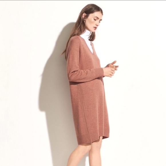 VINCE WOMENS SWEATER/ TUNIC/ DRESS 70% WOOL 30% CASHMERE SIZE SP DARK PINK COLOR - Picture 10 of 14